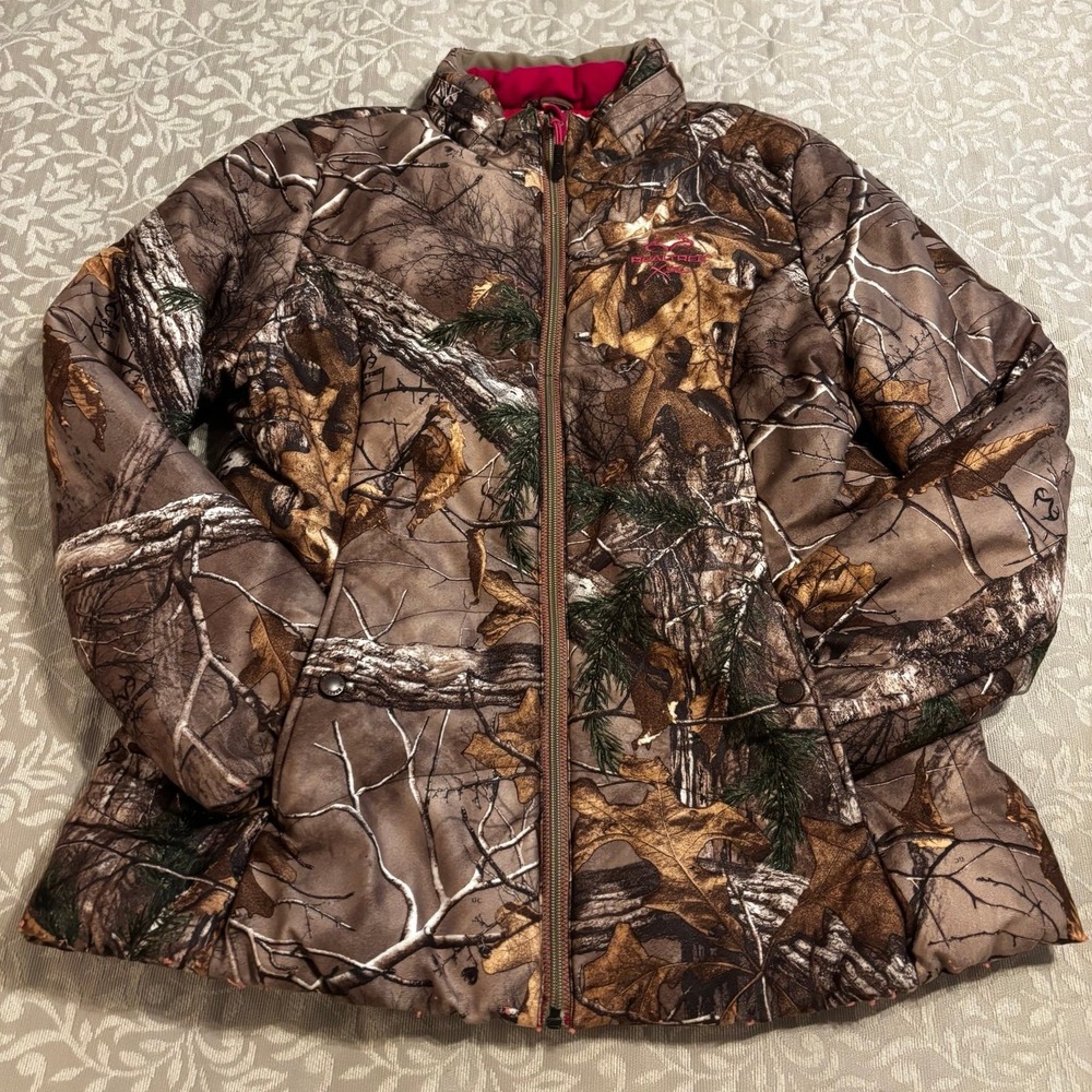 RealTree Insulated Camo Coat with Pink Trim Girl's Large (C3)